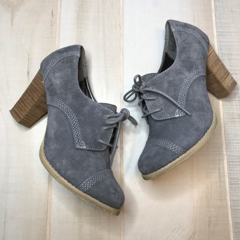 Hush Puppies Suede Comfort Heels Pumps Gray 6M